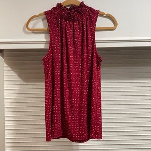 NWT polka dot tank with gathered neckline